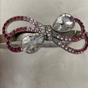 Crystal Bow Headband with Pink Rhinestones